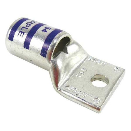 One-Hole Compression Lug, 4/0 AWG Max, 1/2 in Stud, Standard Barrel, Copper, Purple