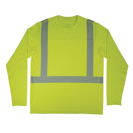 Hi-Vis Long Sleeve Cooling Sun Shirt, Polyester/Spandex, Lime, XL