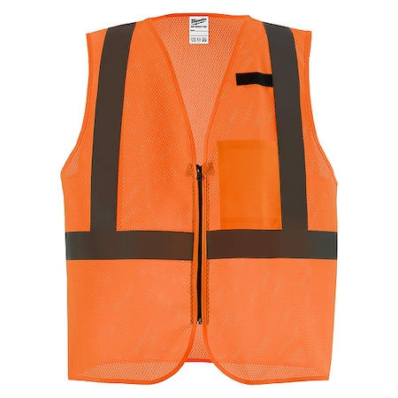 Class 2 High Visibility Orange Mesh One Pocket Safety Vest - S/M (CSA)