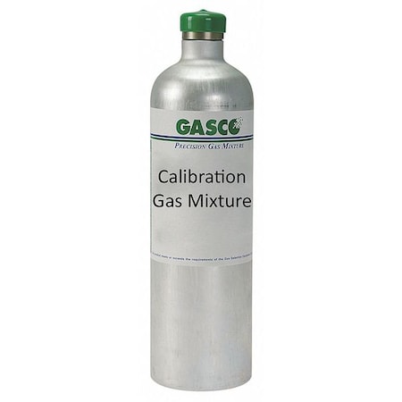 Calibration Gas, Carbon Monoxide, Hydrogen Sulfide, Nitrogen, Oxygen, Pentane, 34 L, +/-5% Accuracy