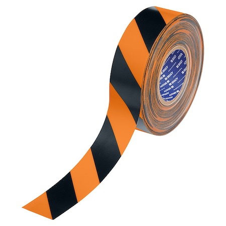Floor Marking Tape,Black/Orng,2"W,100ft