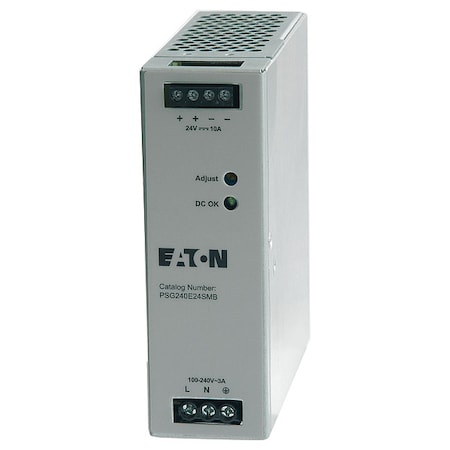Power Supply, 100/240V AC, 24V DC, 240 W, 10 A, DIN Rail