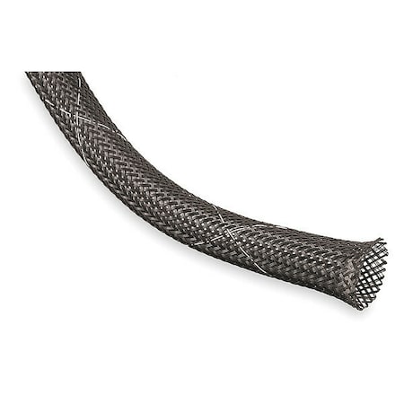 Braided Cable Sleeve, 1/4 in Inside Dia., 0.438 in Max Bundle Dia., 10 ft, Black; White