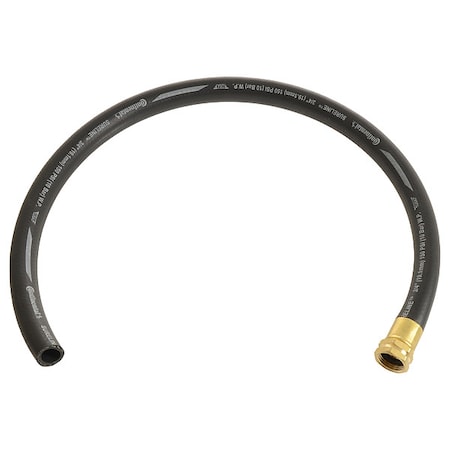 1/2 in ID x 5 ft L Service Sink Hose, EPDM Tube, Black, Brass Fitting