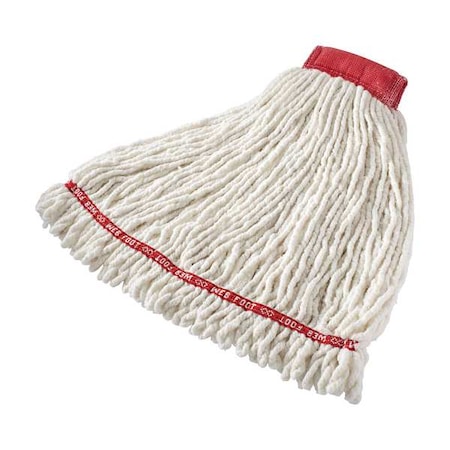 5 in String Wet Mop, 26 oz Dry Wt, Side Gate Connection, Looped-End, White, Cotton