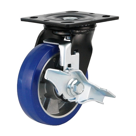 Plate Caster,Swivel,Polyurethane,160mm H