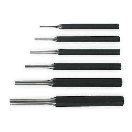 Pin Punch Set,3/32 To 5/16 In,6 Pc