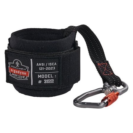 Tool Lanyard, Wrist Pull-On Carabiner Anchor, Black