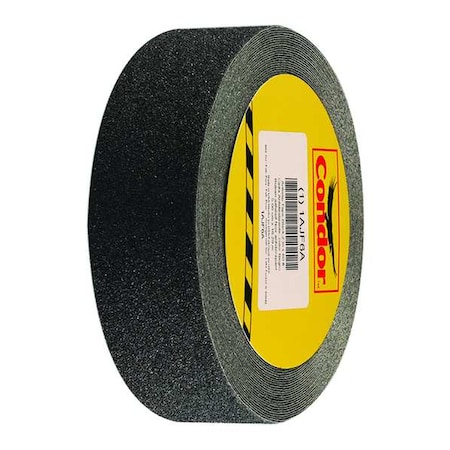 Anti-Slip Tape, Very Course, 46 Grit Size, Solid, Black 2 in x 60 ft, 41 mil Thickness, Rubber