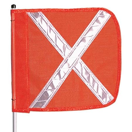 Warning Whip with Reflective X Flag, White Whip, Orange Flag, Mounting Base