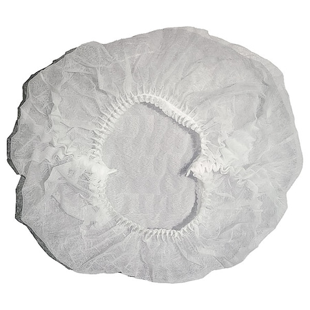 Bouffant Cap, Polypropylene, 24 in Dia., White, 1000 PK