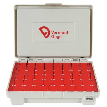Pin Gage Set, Plus, 0.21-1.29mm, Black