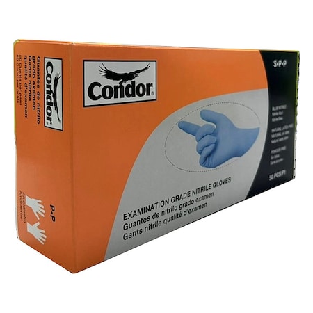 Disposable Gloves, Chemical-Resistant/Medical Grade, 7 mil, Nitrile, Powder-Free, S, 50 PK, Blue