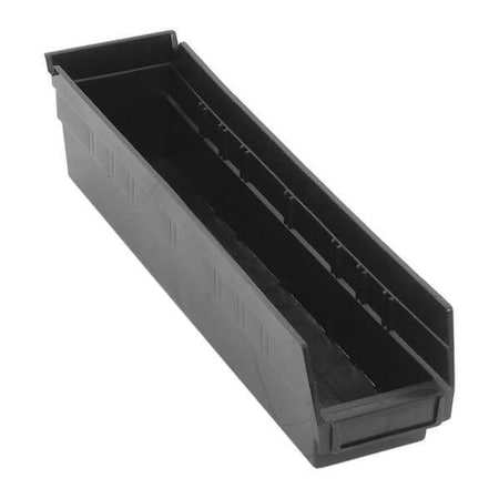 Shelf Storage Bin, Polypropylene/Polyethylene, Black, 4 in H, 17 7/8 in W, 4 in L