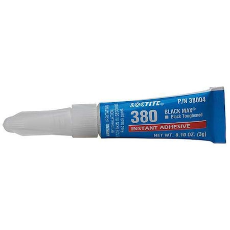 Instant Adhesive, 380 Series, Black, 0.1 oz, Tube
