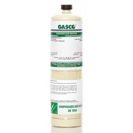 Calibration Gas, Air, Isobutylene, 34 L, CGA 600 Connection, +/-5% Accuracy, 500 psi Max. Pressure