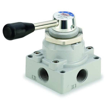 Manual Air Control Valve,4-Way,1/4in NPT