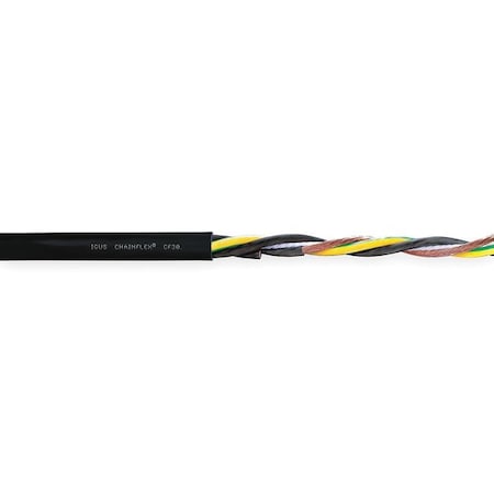 Motor Cable, 14 AWG, 4 C, Black, PVC, 1,000 V, 100 ft