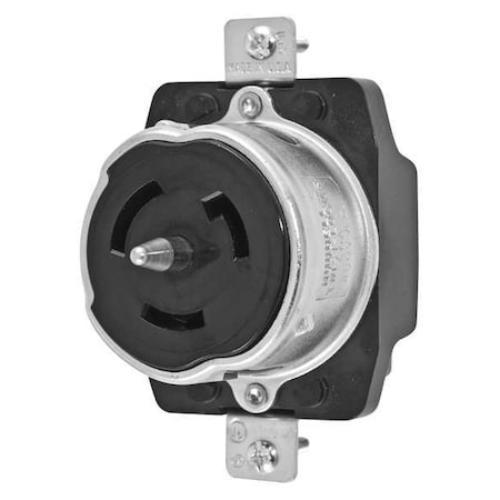 Locking Receptacle, Non-NEMA, 50 A, 480V AC, Single Phase, 2 Pole, Flush Mount, Screw Terminals