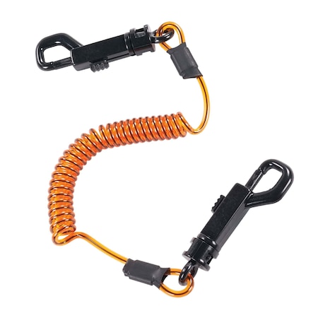 M Orange and Black Coil Lanyard Dual Swivel Hooks, 3PK