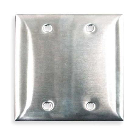 Blank Box Mount Wall Plates, Number of Gangs: 2 Stainless Steel, Brushed Finish, Chrome