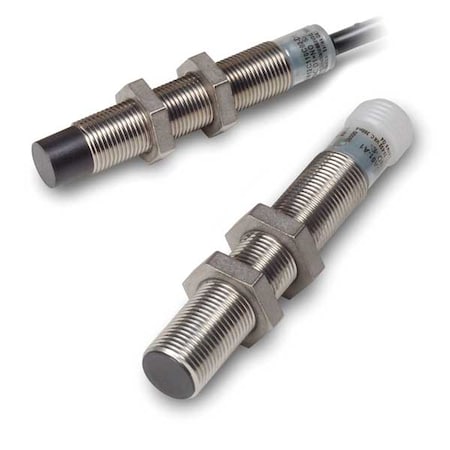 Cylindrical, Inductive Proximity Sensor, 12 mm Dia., Stainless Steel, 2 m, Bare Wire, 3 Wires, Unshielded