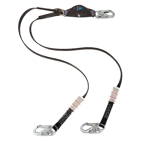 V-SERIES(TM) Anti-Corrosion Shock-Absorbing Lanyard, Snap Hook, Stainless Steel, 2 Leg(s)