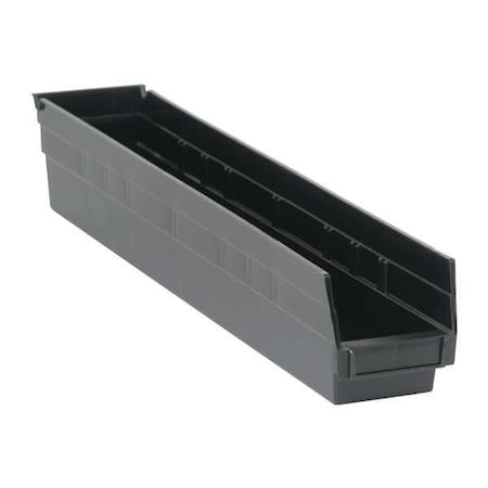 Shelf Storage Bin, Polypropylene, Black, 4 in H, 4 1/8 in W, 23 5/8 in L