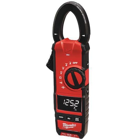 Digital Clamp Meter, Reverse Black LCD, 600A A, 1.3 in (33 mm) Jaw Capacity