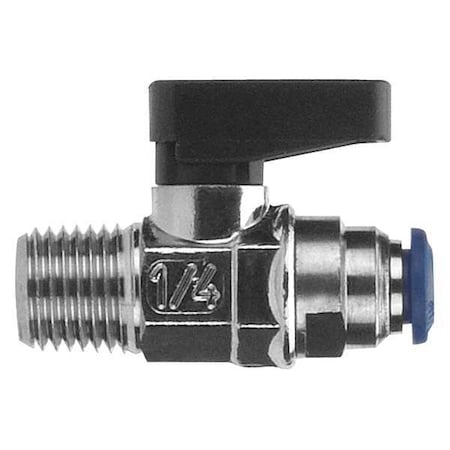 1/4" MNPT x Push Nickel Brass Mini Ball Valve Inline