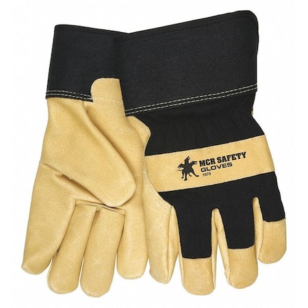 Cold Protection Gloves, Pigskin Palm, Safety Cuff, Beige / Black, 12 PK