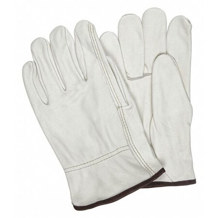 Leather Drivers Gloves, Cowhide, Slip-On, Straight Thumb, Gunn - Full Back Cut, Beige, L 12 PK