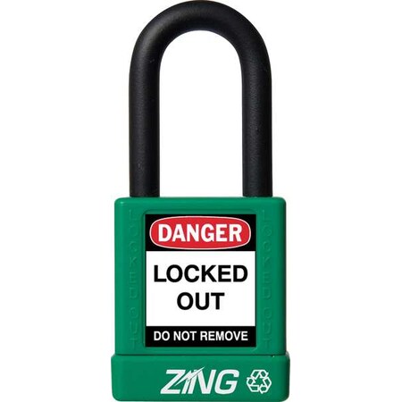 Lockout Padlock, Keyed Alike, Aluminum, Green, 1 1/2 in Shackle Height, 1 1/2 in Body Width
