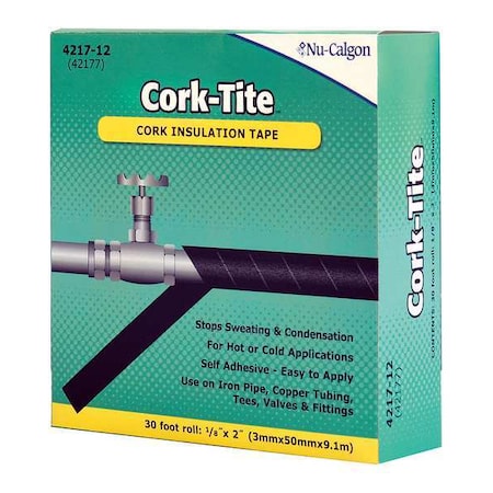 Cork Tape,Self Adhesive,30 Ftx2 In,Black