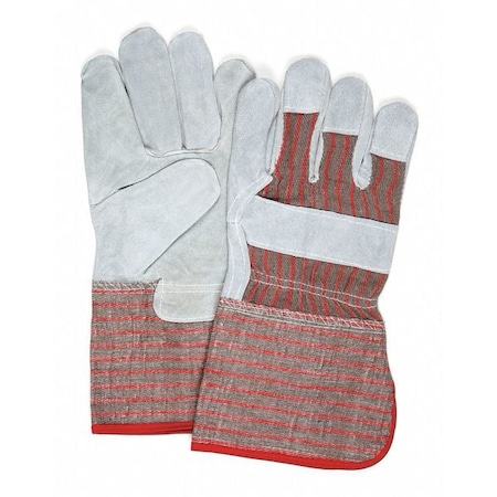 Leather Palm Gloves, Gauntlet Cuff, Wing Thumb, Large, 12 PK