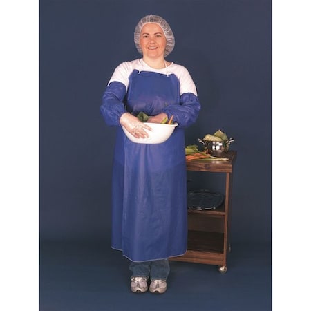 6 Mil Blue Vinyl Apron Sewn Edge 35,PK12, Vinyl, Blue, 45 in, Universal