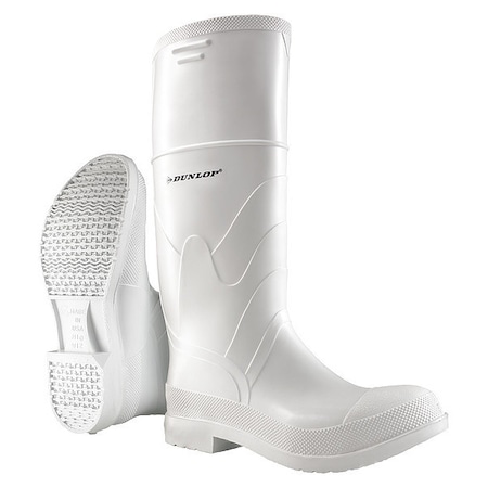 Men's Dunlop Tall Rubber Boots, Plain Toe, 16" Height, White, 12