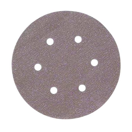 Hook-and-Loop Sanding Disc, 6" Dia, 6 Hole, Aluminum Oxide, P400 Grit, Coated Type, A275OP