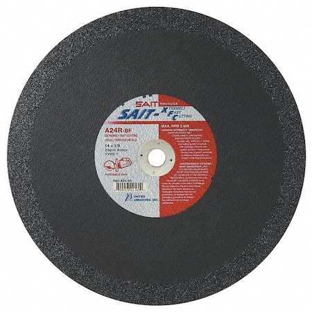 Abrasive Cut-Off Wheel, Type 1, 14 in Dia, 0.125 in Thick, 20 mm Arbor Hole Size, Aluminum Oxide