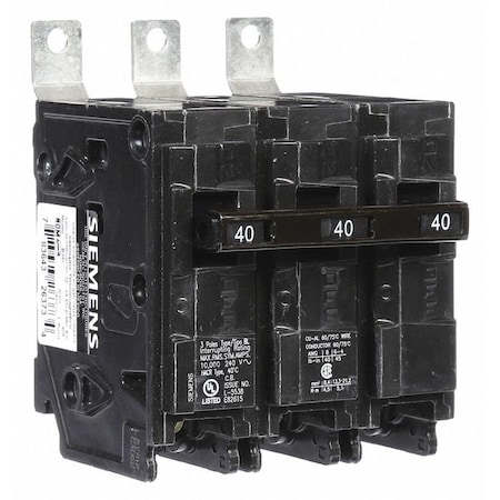Miniature Circuit Breaker, BL Series, 40A, 3 Pole, 240V AC, 10kA at 240V AC