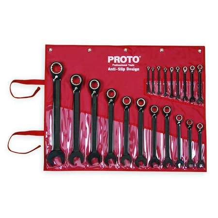 20-Piece Black Chrome Reversible Combination Ratcheting Wrench Set