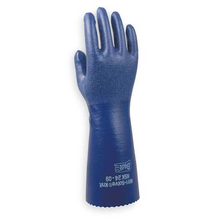 Chemical Resistant Gloves, Nitrile, 13 in L, 15 mil, Blue, XL, 1 PR