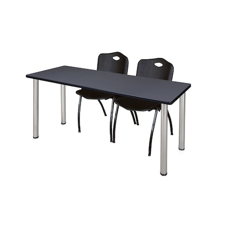 Rectangle Tables > Training Tables > Kee Table & Chair Sets, 66 W, 24 L, 29 H, Grey