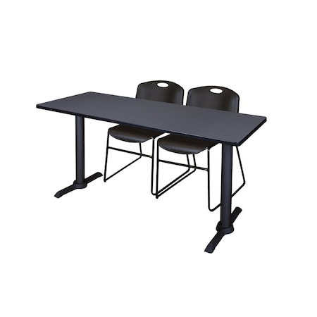 Rectangle Tables > Training Tables > Cain Training Table & Chair Sets, 66 W, 24 L, 29 H, Grey