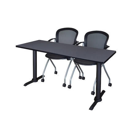 Rectangle Tables > Training Tables > Cain Training Table & Chair Sets, 66 W, 24 L, 29 H, Grey