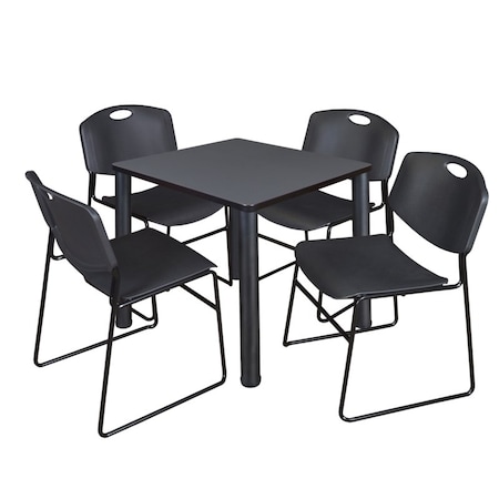 Kee Square Table & Chair Set, Wood, Metal, Polypropylene Top