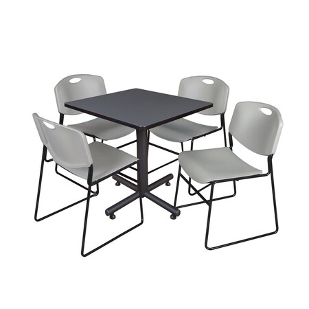 Kobe Square Table & Chair Set, Wood, Metal, Polypropylene Top