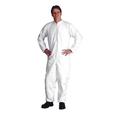 Collared Disposable Coveralls, 2XL, White, Tyvek(R) Isoclean(R),