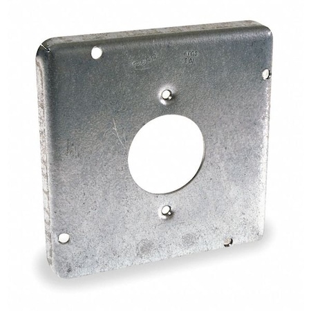 Box Cover, Square Box Type, 2 Gang, Galvanized Steel, Single Receptacle Cover Type
