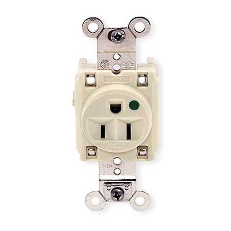 Straight Blade Receptacle, 5-15R, 15 A, 125V AC, 2 Pole, 3 Wire, Flush Mount, Grounded